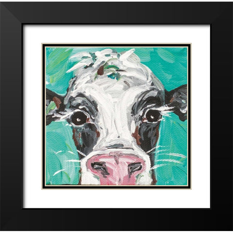 Oreo Cow Black Modern Wood Framed Art Print with Double Matting by Strong, Molly Susan