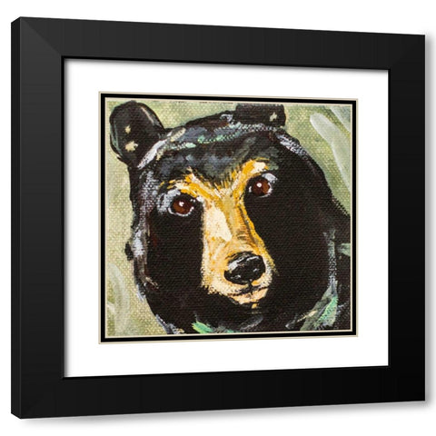 Black Bear Black Modern Wood Framed Art Print with Double Matting by Strong, Molly Susan