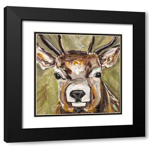 Deer Black Modern Wood Framed Art Print with Double Matting by Strong, Molly Susan