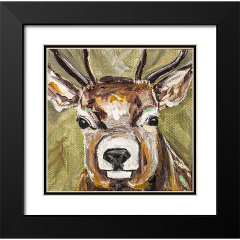 Deer Black Modern Wood Framed Art Print with Double Matting by Strong, Molly Susan