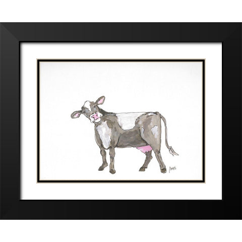 Cow Black Modern Wood Framed Art Print with Double Matting by Strong, Molly Susan