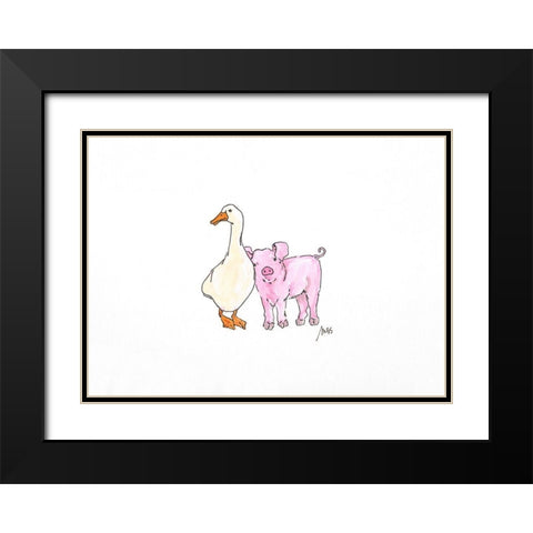 Duck and Pig Black Modern Wood Framed Art Print with Double Matting by Strong, Molly Susan