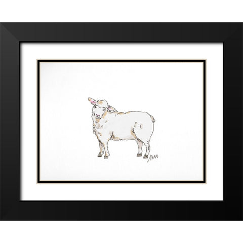 Sheep Black Modern Wood Framed Art Print with Double Matting by Strong, Molly Susan