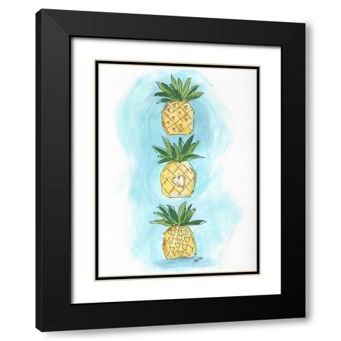 Pineapples Black Modern Wood Framed Art Print with Double Matting by Strong, Molly Susan
