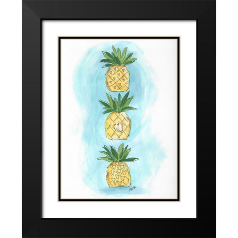 Pineapples Black Modern Wood Framed Art Print with Double Matting by Strong, Molly Susan