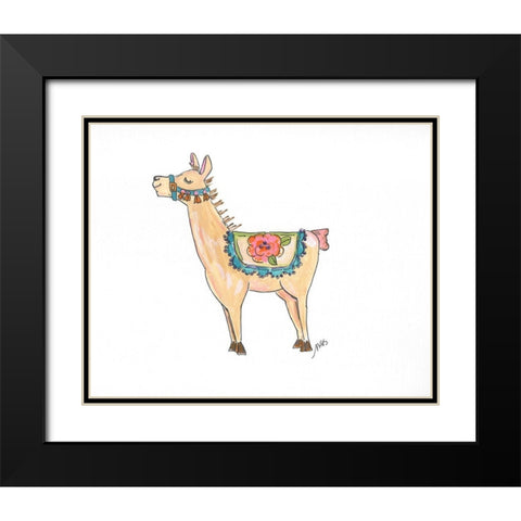 Llama Black Modern Wood Framed Art Print with Double Matting by Strong, Molly Susan