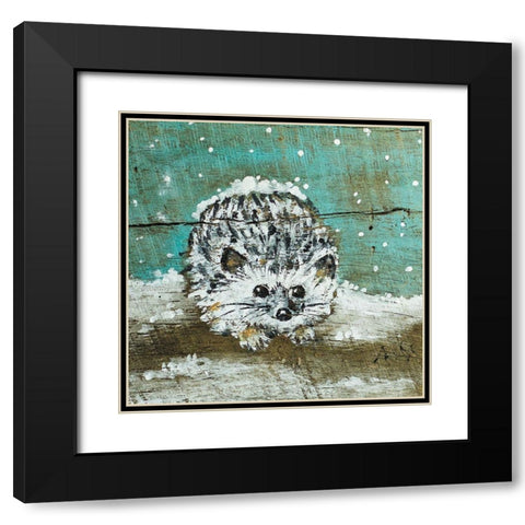 Hedgehog Black Modern Wood Framed Art Print with Double Matting by Strong, Molly Susan