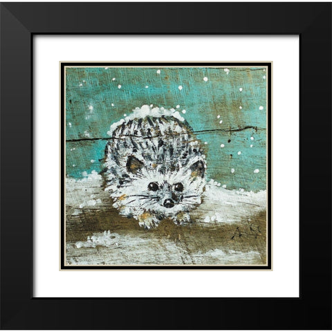 Hedgehog Black Modern Wood Framed Art Print with Double Matting by Strong, Molly Susan