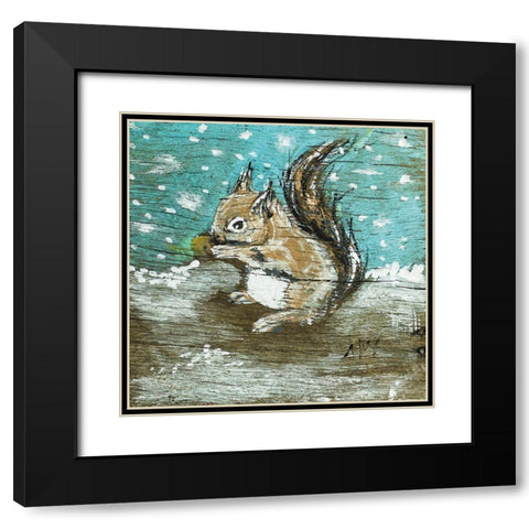 Squirrel Black Modern Wood Framed Art Print with Double Matting by Strong, Molly Susan