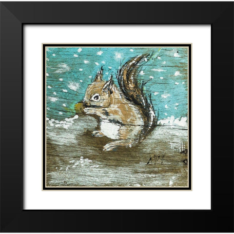 Squirrel Black Modern Wood Framed Art Print with Double Matting by Strong, Molly Susan