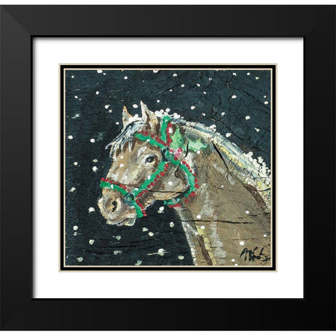 Holiday Horse Black Modern Wood Framed Art Print with Double Matting by Strong, Molly Susan