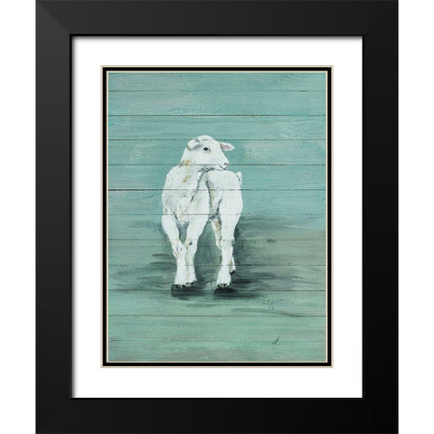 Baby Lamb Black Modern Wood Framed Art Print with Double Matting by Strong, Molly Susan