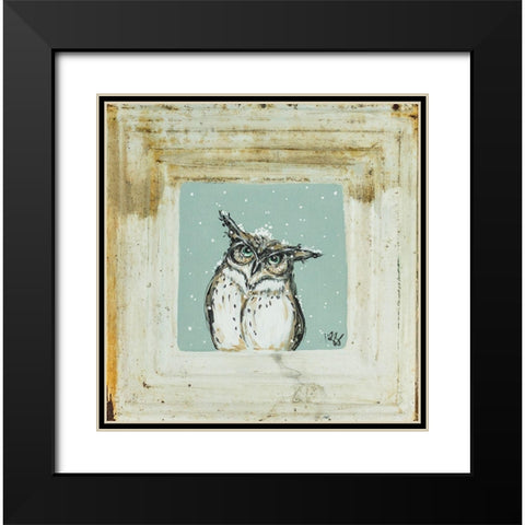 Owl in Snow Black Modern Wood Framed Art Print with Double Matting by Strong, Molly Susan