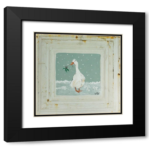 Goose in Snow Black Modern Wood Framed Art Print with Double Matting by Strong, Molly Susan