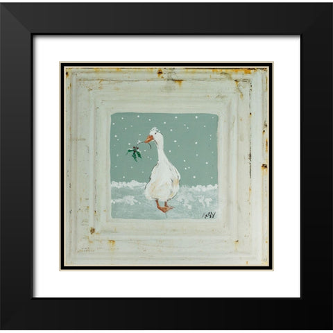 Goose in Snow Black Modern Wood Framed Art Print with Double Matting by Strong, Molly Susan