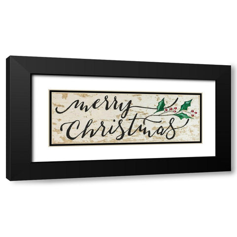 Merry Christmas Black Modern Wood Framed Art Print with Double Matting by Strong, Molly Susan