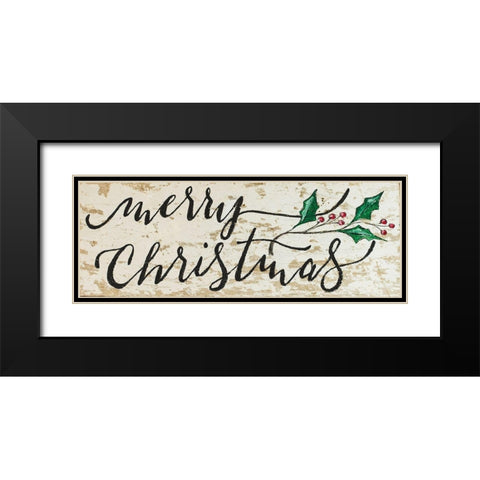 Merry Christmas Black Modern Wood Framed Art Print with Double Matting by Strong, Molly Susan