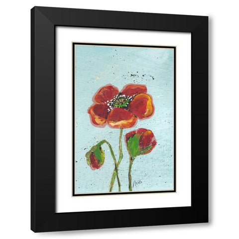 Poppies I Black Modern Wood Framed Art Print with Double Matting by Strong, Molly Susan