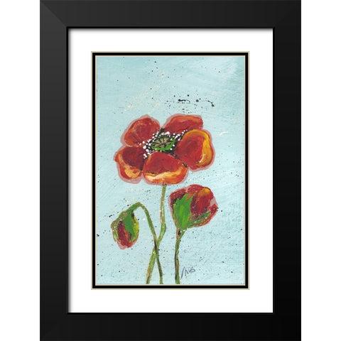 Poppies I Black Modern Wood Framed Art Print with Double Matting by Strong, Molly Susan