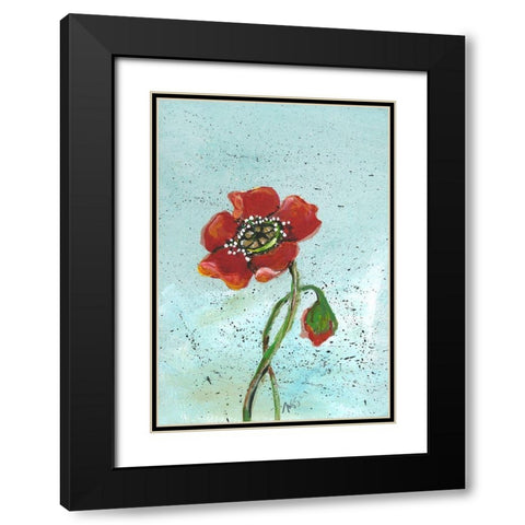 Poppies II Black Modern Wood Framed Art Print with Double Matting by Strong, Molly Susan