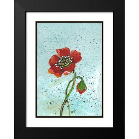 Poppies II Black Modern Wood Framed Art Print with Double Matting by Strong, Molly Susan