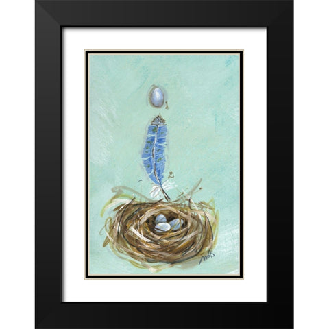 Bluebird Black Modern Wood Framed Art Print with Double Matting by Strong, Molly Susan