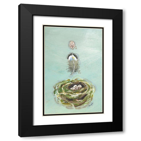 Chickadee Black Modern Wood Framed Art Print with Double Matting by Strong, Molly Susan