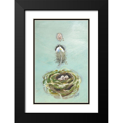 Chickadee Black Modern Wood Framed Art Print with Double Matting by Strong, Molly Susan
