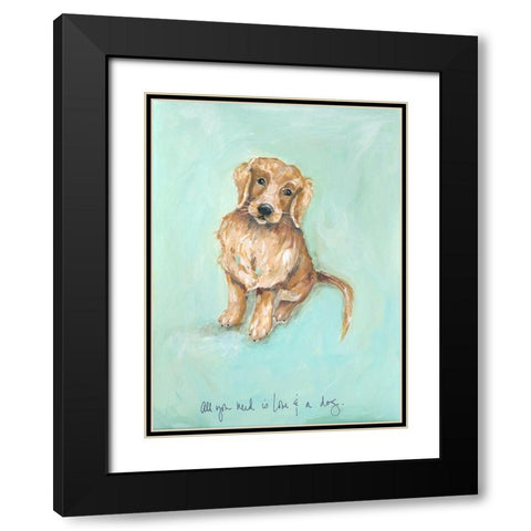 Love and a Dog Black Modern Wood Framed Art Print with Double Matting by Strong, Molly Susan