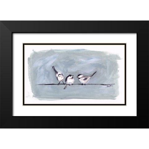 Birds on a Wire I Black Modern Wood Framed Art Print with Double Matting by Strong, Molly Susan