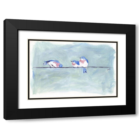 Birds on a Wire II Black Modern Wood Framed Art Print with Double Matting by Strong, Molly Susan