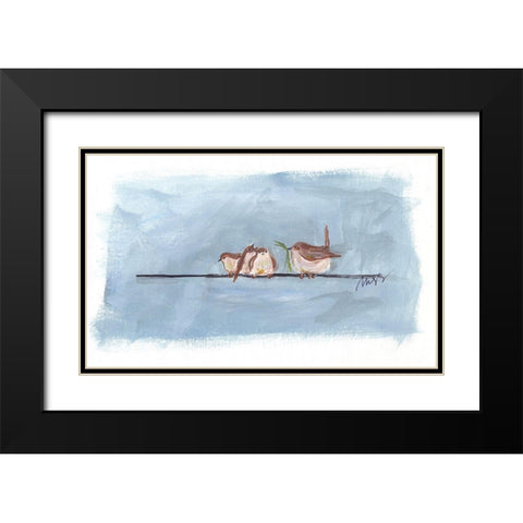 Birds on a Wire III Black Modern Wood Framed Art Print with Double Matting by Strong, Molly Susan