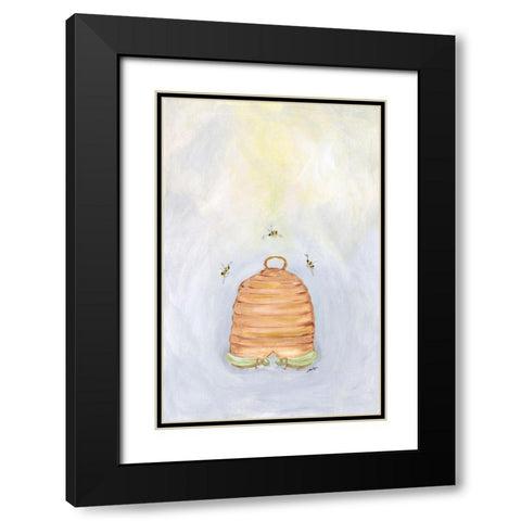 Bees Black Modern Wood Framed Art Print with Double Matting by Strong, Molly Susan