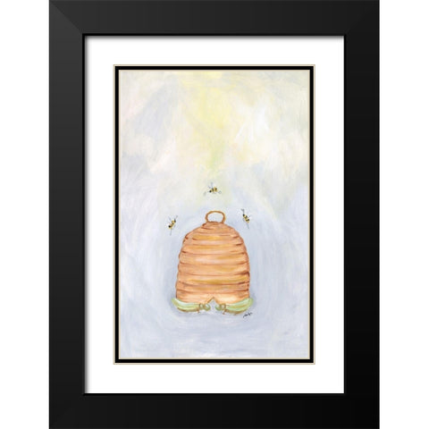 Bees Black Modern Wood Framed Art Print with Double Matting by Strong, Molly Susan