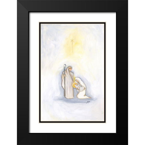 Jesus Mary and Joseph Black Modern Wood Framed Art Print with Double Matting by Strong, Molly Susan