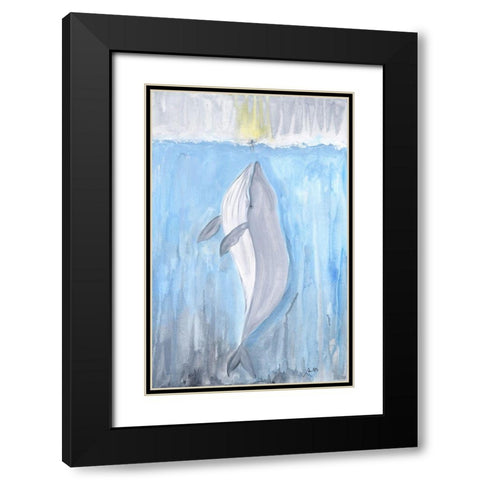 Whale Black Modern Wood Framed Art Print with Double Matting by Strong, Molly Susan