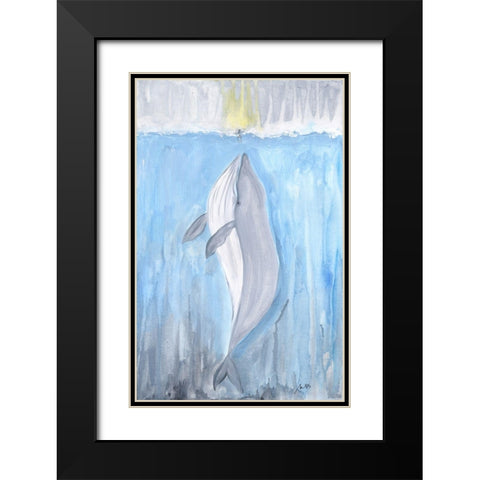 Whale Black Modern Wood Framed Art Print with Double Matting by Strong, Molly Susan
