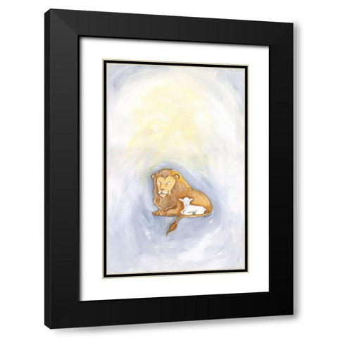 Lion and Lamb Black Modern Wood Framed Art Print with Double Matting by Strong, Molly Susan