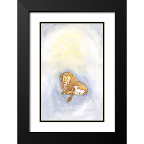 Lion and Lamb Black Modern Wood Framed Art Print with Double Matting by Strong, Molly Susan