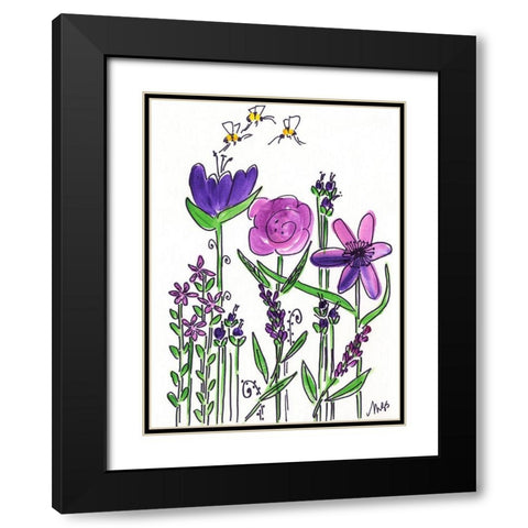 Purple Flowers Black Modern Wood Framed Art Print with Double Matting by Strong, Molly Susan