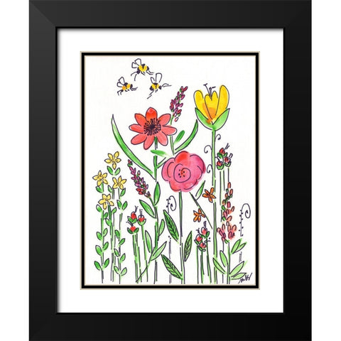 Coral Flowers Black Modern Wood Framed Art Print with Double Matting by Strong, Molly Susan