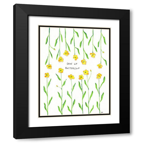 Chin Up Buttercup Black Modern Wood Framed Art Print with Double Matting by Strong, Molly Susan
