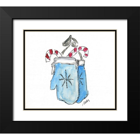 Blue Mittens Black Modern Wood Framed Art Print with Double Matting by Strong, Molly Susan