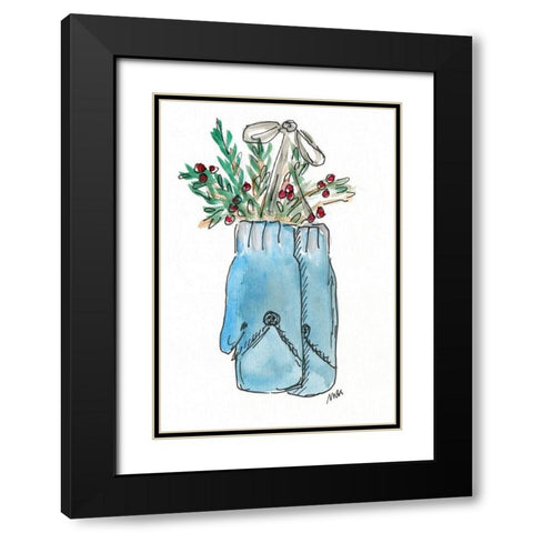 Blue Mittens II Black Modern Wood Framed Art Print with Double Matting by Strong, Molly Susan