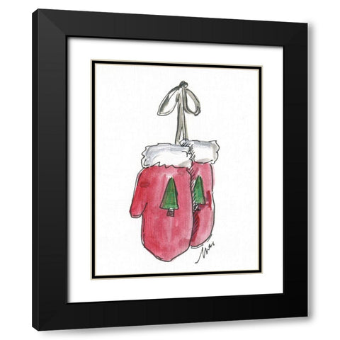 Red Mittens Black Modern Wood Framed Art Print with Double Matting by Strong, Molly Susan