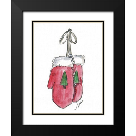 Red Mittens Black Modern Wood Framed Art Print with Double Matting by Strong, Molly Susan