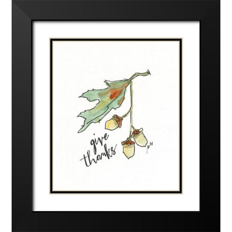 Give Thanks Black Modern Wood Framed Art Print with Double Matting by Strong, Molly Susan