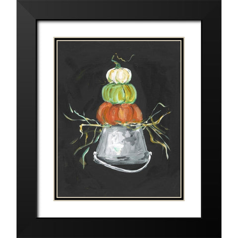 Pumpkin Stack Black Modern Wood Framed Art Print with Double Matting by Strong, Molly Susan