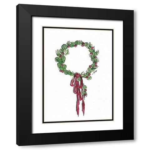 Holiday Wreath Black Modern Wood Framed Art Print with Double Matting by Strong, Molly Susan