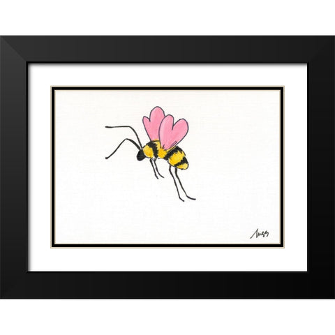 Valentine Bee Black Modern Wood Framed Art Print with Double Matting by Strong, Molly Susan